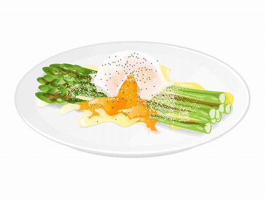 アスパラのグリル（温玉のせ）